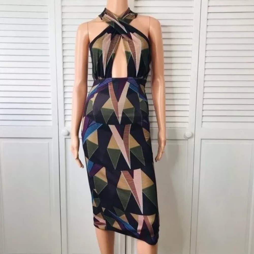 MARA HOFFMAN Olive Compass Cross Front Dress Size S